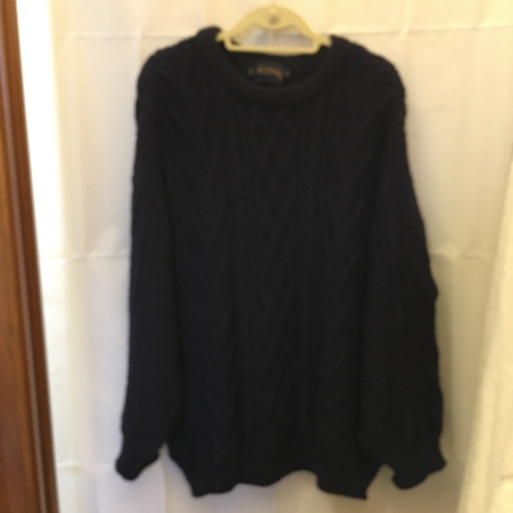 Acorn Men's Blue 100% Wool Cable Knit Sweater